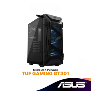 ASUS TUF Gaming GT301 Tempered Glass Micro ATX (mATX) Gaming PC Casing | Included 3x ARGB Case Fans + 1x Non-ARGB Fans
